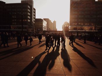 People walking on city street