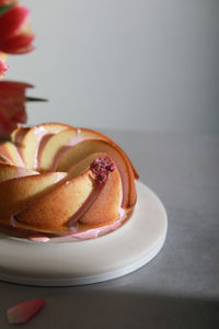 Close-up of dessert in plate on table