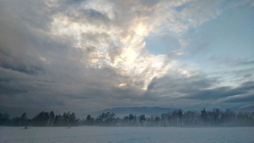 Scenic view of landscape against cloudy sky