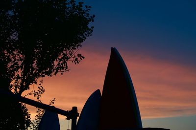 Low angle view of silhouette trees against sky during sunset