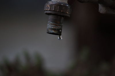 Close-up of water drops on rusty metal