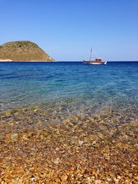 Scenic view of sea against clear sky