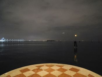 Scenic view of sea against sky at night