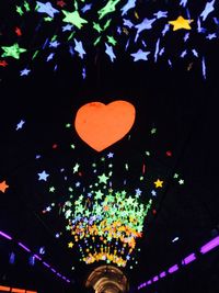 Close-up of illuminated heart shape decoration