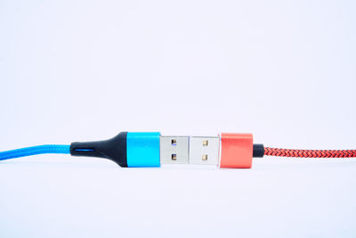 Close-up of cable against white background