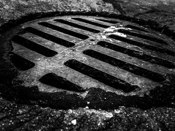 High angle view of manhole