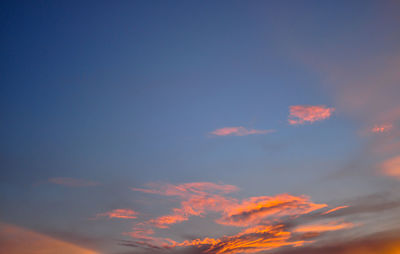 Low angle view of sky at sunset