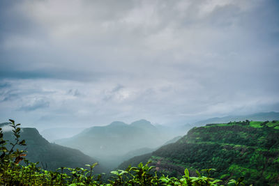 Scenic view of mountains against sky