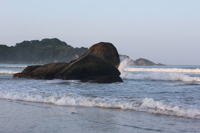 Scenic view of sea against clear sky