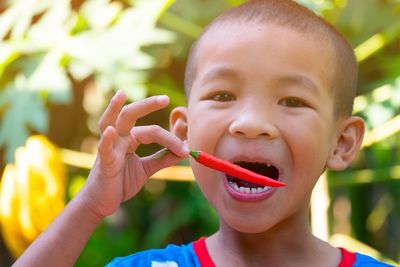 Portrait of cute boy smiling