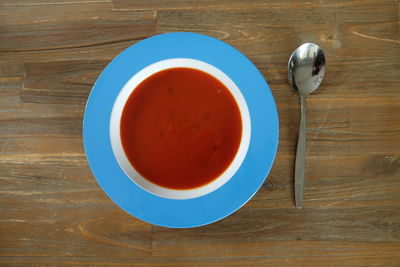 High angle view of breakfast on table