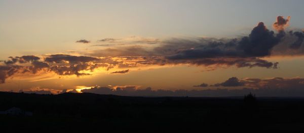 Scenic view of silhouette landscape against sky during sunset