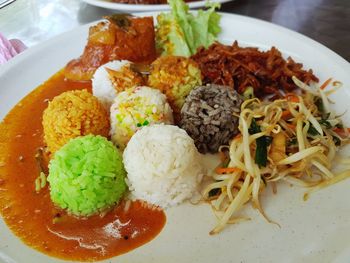 Close-up of food served in plate