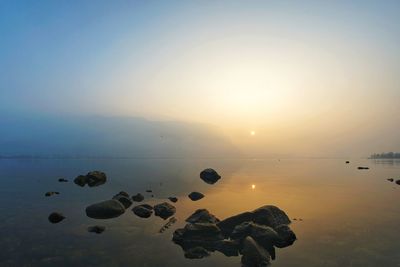 Scenic view of sea against clear sky