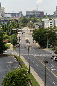 High angle view of city street