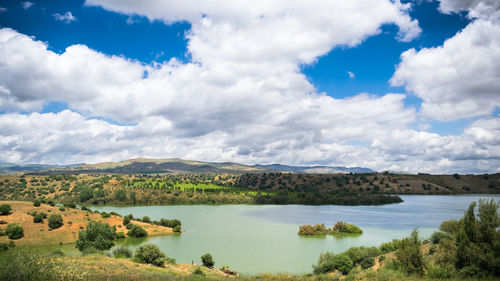 Scenic view of lake against sky