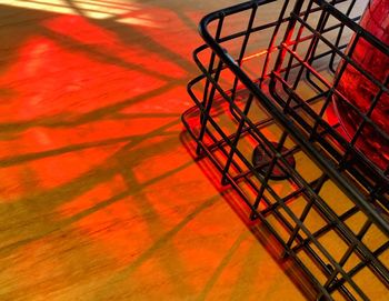 High angle view of orange on table against wall