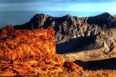 Scenic view of rocky mountains against sky