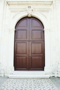 Closed door of building