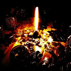 Illuminated lights at night