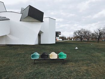 View of chairs against sky