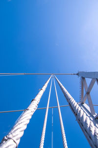 Low angle view of bridge against clear blue sky