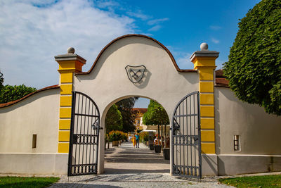 Entrance of building against sky