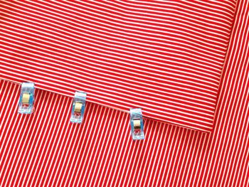 Close-up of red striped fabric