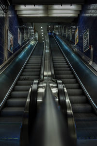 Low angle view on escalator in subway, munich marienplatz