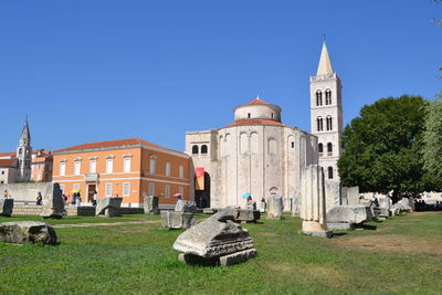 Historic building against clear blue sky