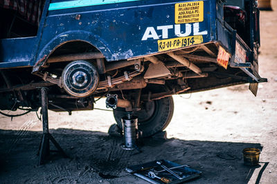 Close-up of tire track