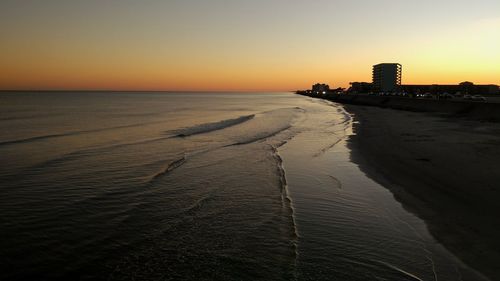 View of city at sunset