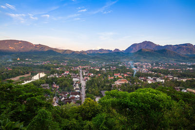 High angle view of townscape against sky