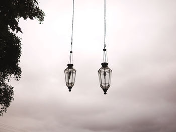 Low angle view of street light against sky