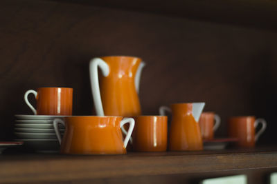 Close-up of coffee cup on table