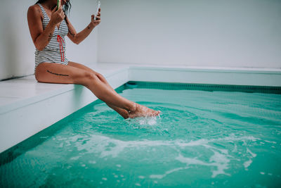 Woman in swimming pool