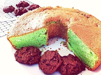 Close-up of food over white background