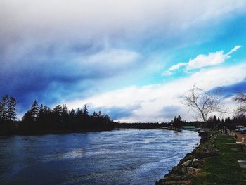 Scenic view of lake against sky