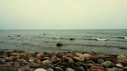 Scenic view of sea against clear sky