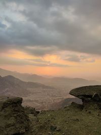 Scenic view of landscape against sky during sunset