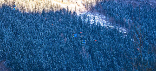 High angle view of overhead cable car