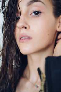 Close-up portrait of a beautiful young woman