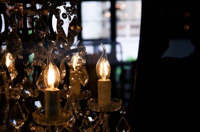 Close-up of illuminated candles