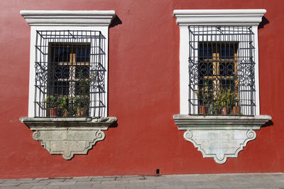 Low angle view of window on building