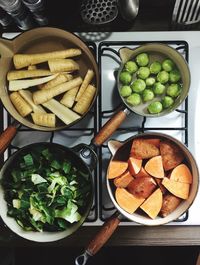 High angle view of fruits in plate