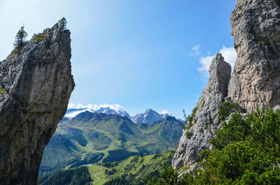 Low angle view of mountains against sky