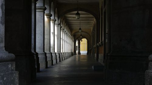 Empty corridor of historic building