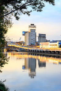 Reflection of buildings in river