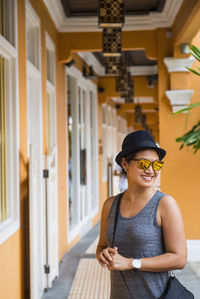 Beautiful woman exploring china town in singapore