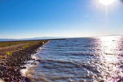 Scenic view of sea against clear sky